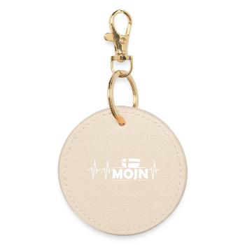 Pulse Mojn Dansk Denmark Heartbeat Flag Icon - Round Keyring - oyster - Front