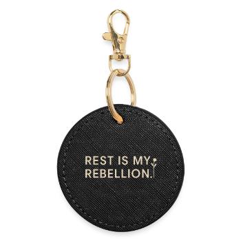 Calm is rebellion. Soft Life Self Care - Round Keyring - black - Front
