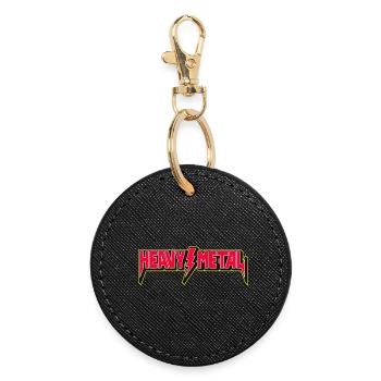 Heavy Metal Emblem with Lightning Bolt - Round Keyring - black - Front