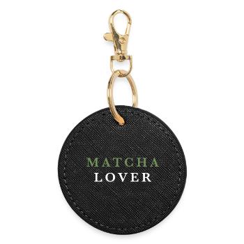 Amoureux du matcha et du thé vert - Porte-clés rond - noir - Devant