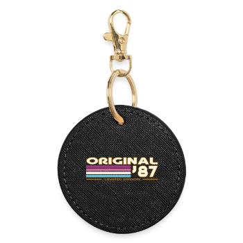 Original 87 Rétro Typo Rayures - Porte-clés rond - noir - Devant
