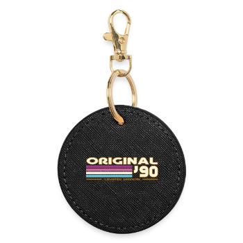 Originale 90er Retro-Streifen - Runder Schlüsselanhänger - Schwarz - Vorne