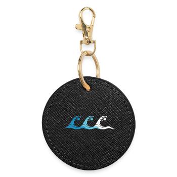 Water Waves Repetition Sea Nature Logo icon - Round Keyring - black - Front