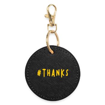 MERCI. THANKS. THANK YOU. ANNIVERSAIRE. NAISSANCE. - Porte-clés rond - noir - Devant