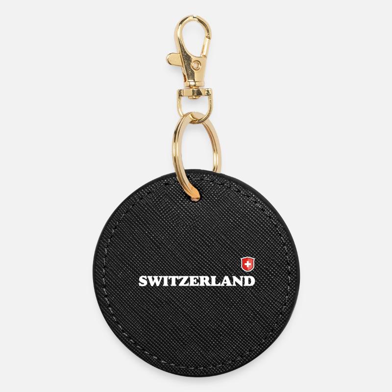 Switzerland - Round Keyring - black