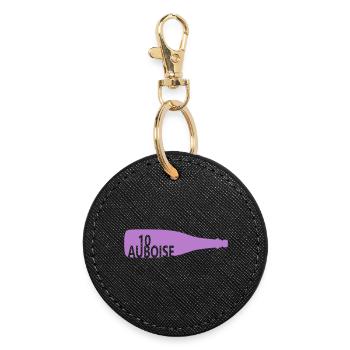 Bottle of sparkling wine dawn - Round Keyring - black - Front