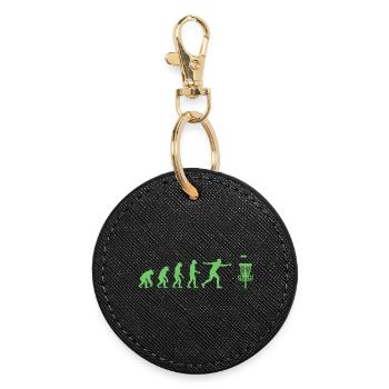 Disc Golf Evolution Funny Disc Golfer Flying Disc - Round Keyring - black - Front