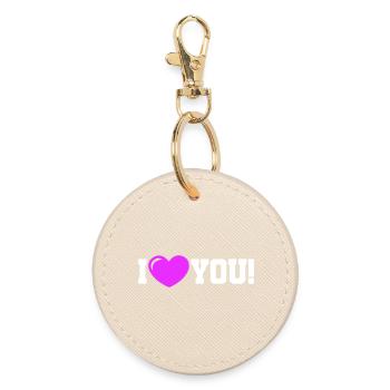 I love you - Ich Liebe Dich - Runder Schlüsselanhänger - Auster - Vorne