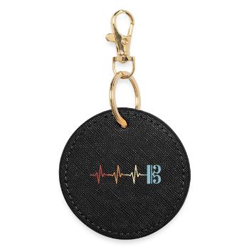 Clé d’alto, alto, alto, battement de cœur - Porte-clés rond - noir - Devant