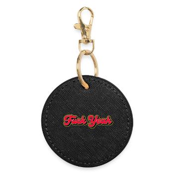 Fuck Yeah 3D Red Script - Round Keyring - black - Front