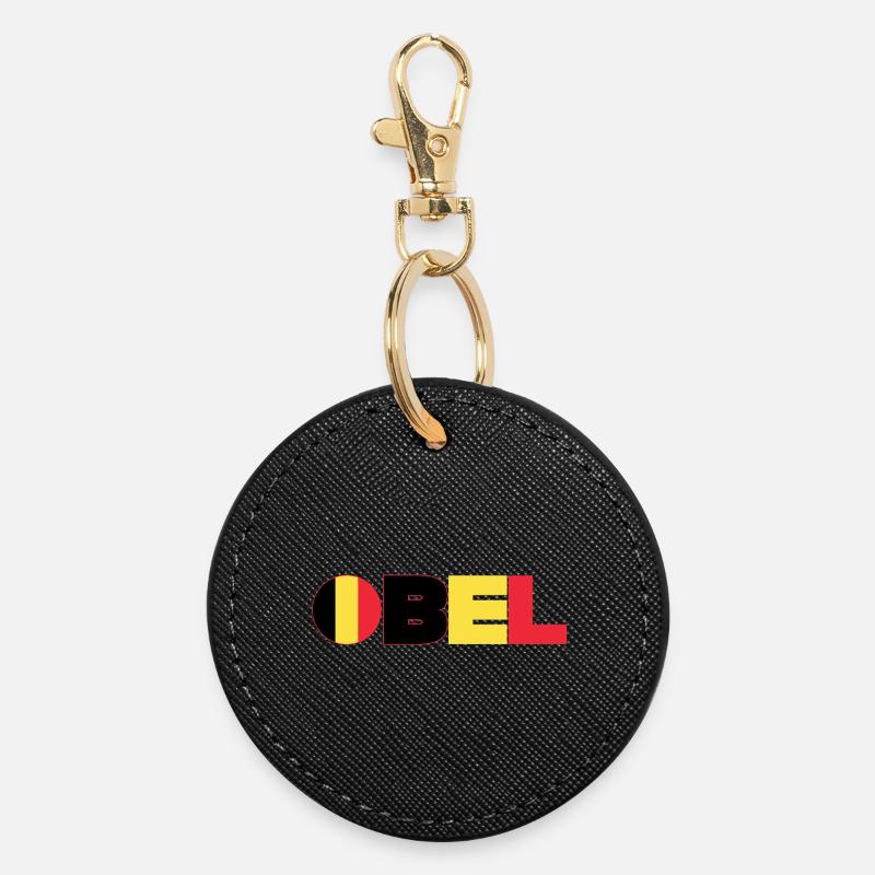 Belgium - Round Keyring - black