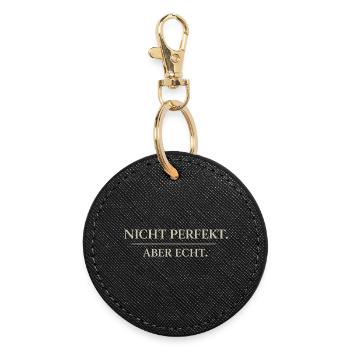 Not perfect but real typography - Round Keyring - black - Front