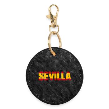 Drapeau de Séville Espagne - Porte-clés rond - noir - Devant