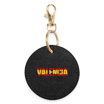 Valencia Flagge Spanien - Runder Schlüsselanhänger - Schwarz - Vorne