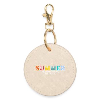 Funny Summer Break Quote Remembering My Why - Round Keyring - oyster - Front