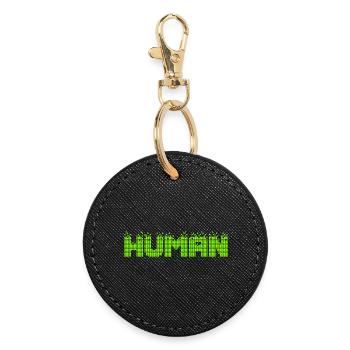HUMAN Neon Pixel Glitch - Runder Schlüsselanhänger - Schwarz - Vorne