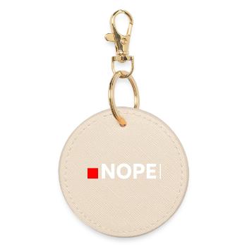 NOPE | Funny Minimalist Answer - Round Keyring - oyster - Front