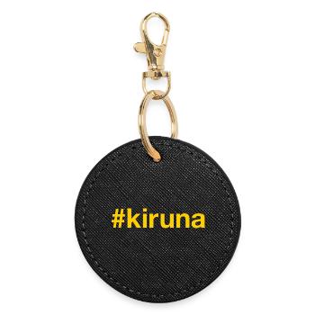 Kiruna Sverige Sweden Hashtag - Round Keyring - black - Front
