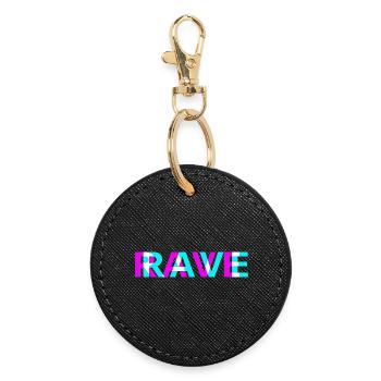 Rave Neon Techno Festival Design - Runder Schlüsselanhänger - Schwarz - Vorne