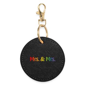 Rainbow Mrs and Mrs 1 - Round Keyring - black - Front