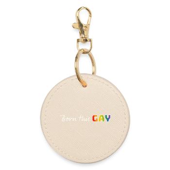 Rainbow born this gay | LGBT lgbtqi queer - Round Keyring - oyster - Front