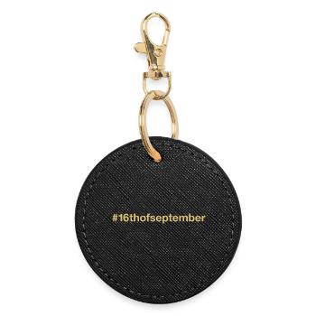 né le 16 septembre Anniversaire - Porte-clés rond - noir - Devant