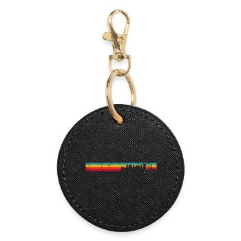Retro Skyline Sunset Silhouette - Round Keyring - black - Front