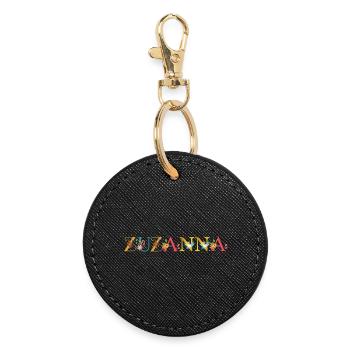 ZUZANNA name decorated with flowers - Round Keyring - black - Front