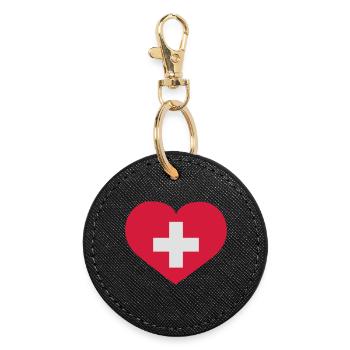 Love Schweiz | Herz | Heart - Porte-clés rond - noir - Devant
