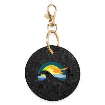 Mouette au bord de la mer - design - Porte-clés rond - noir - Devant