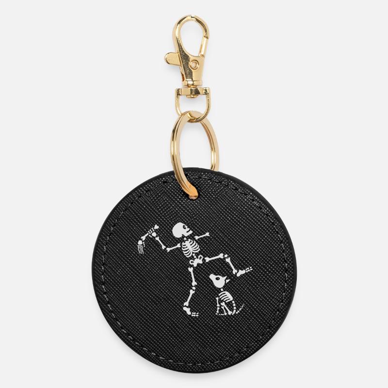 Go fetch bone dog skeleton arm hand - Runder Schlüsselanhänger - Schwarz