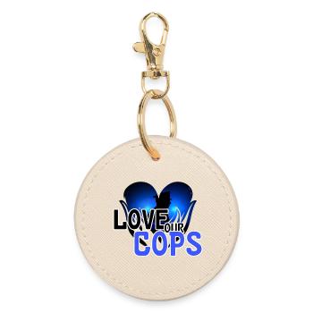 Love Police Policeman Saying Profession - Round Keyring - oyster - Front