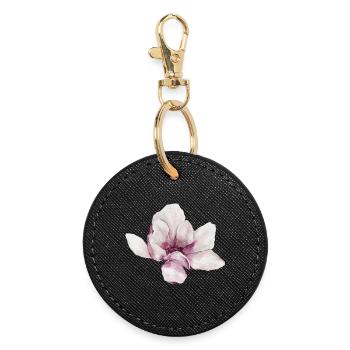 Magnolie - Porte-clés rond - noir - Devant