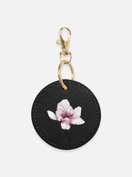 Magnolie - Porte-clés rond - noir
