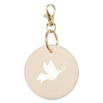 White Bird of Peace - Round Keyring - oyster - Front