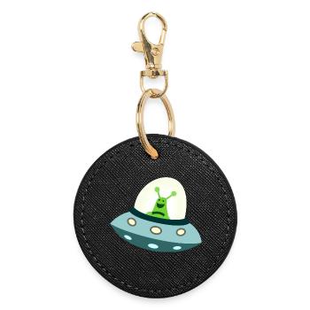 Un extraterrestre dans l’OVNI - Porte-clés rond - noir - Devant