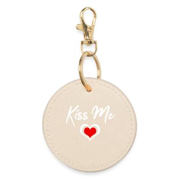 Kiss Me Herzchen - Runder Schlüsselanhänger - Auster - Vorne