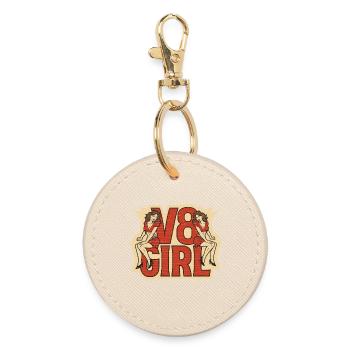 Pin-up rétro V8 Girl - Porte-clés rond - huître - Devant