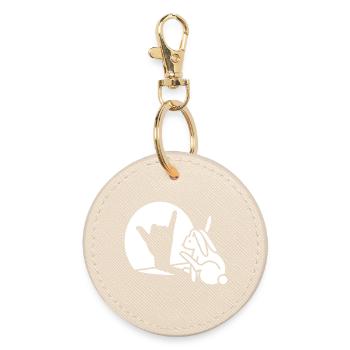 Rabbit Hand Shadow Call You! Telephone Mobile Phone - Round Keyring - oyster - Front