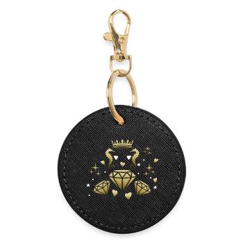 Diamond Seahorse - Round Keyring - black - Front