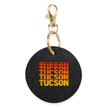 Tucson Gradient Block Typo - Round Keyring - black - Front