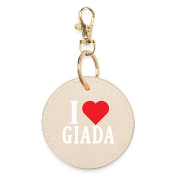 T-Shirt Ich liebe Giada T-Shirt Geschenkidee - Runder Schlüsselanhänger - Auster - Vorne