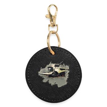 Tracteur de moissonneuse-batteuse de cueilleur de maïs - Porte-clés rond - noir - Devant