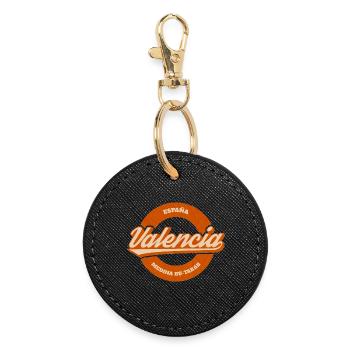 Valencia España Retro Badge - Round Keyring - black - Front