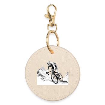 Road biking, mountain touring, biking and downhill riding - Round Keyring - oyster - Front