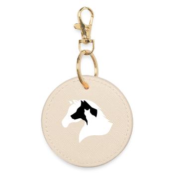 Horse, Dog, Cat Silhouette - Round Keyring - oyster - Front