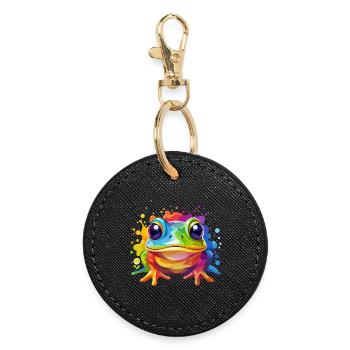 Frog design colorful - Round Keyring - black - Front