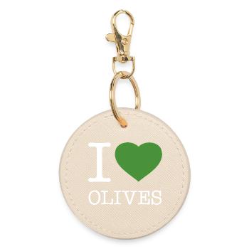 I LOVE OLIVES Oliven - Round Keyring - oyster - Front