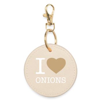 I LOVE ONIONS Zwiebeln - Round Keyring - oyster - Front