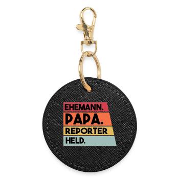 Ehemann Papa Reporter Held - Runder Schlüsselanhänger - Schwarz - Vorne